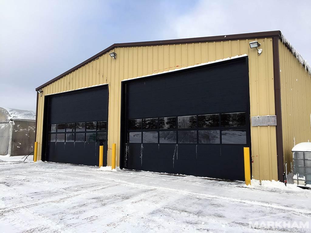 Commercial-Haas-garage-doors-20-x-14-black-with-full-view-windows